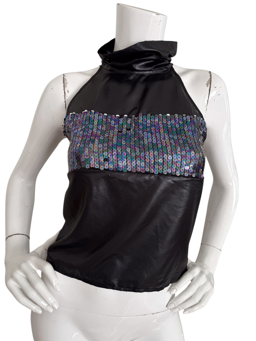 SOLD* Vintage Costume National Sequin Halter Top 40 Clubwear Rave Cyberpunk